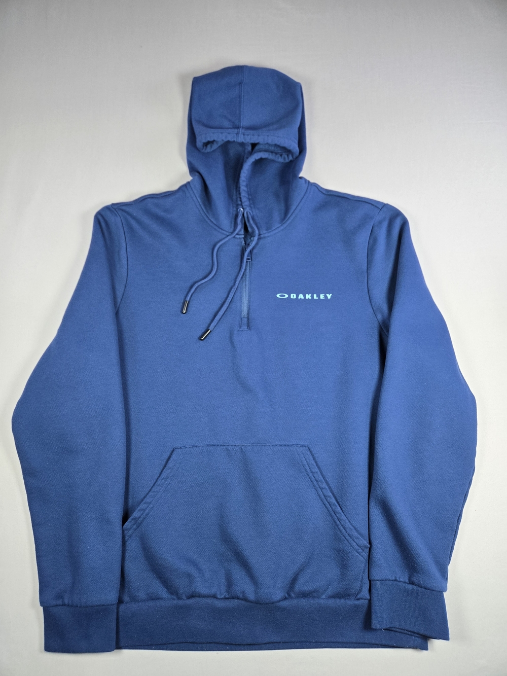 Oakley Men's 1/4 Zip Hoodie Blue Performance Pullover Logo Sweatshirt Size XL